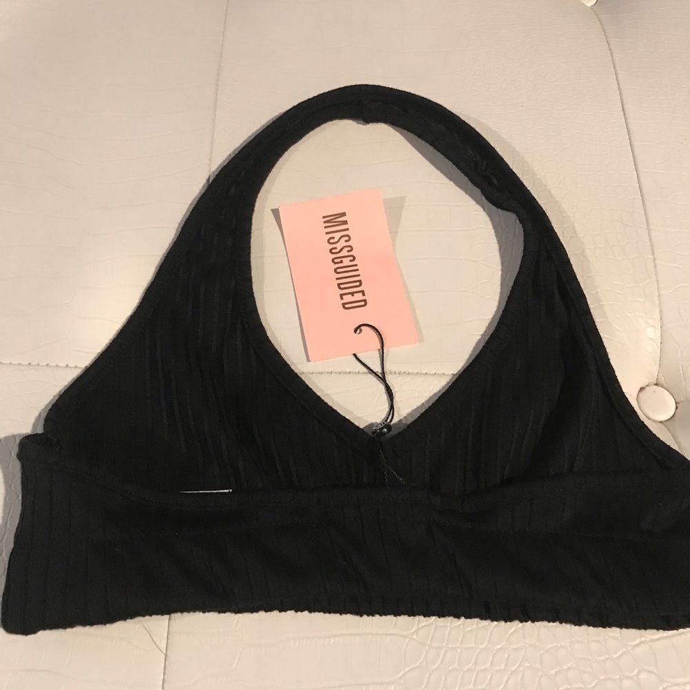 Misguided Black Halter Bralett Size S